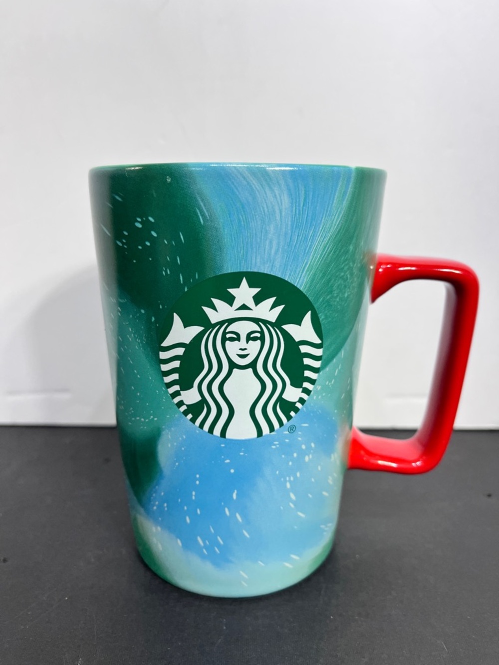 Starbucks 2024 Holiday Green Blue Marbled Coffee Cup Mug 13 Oz